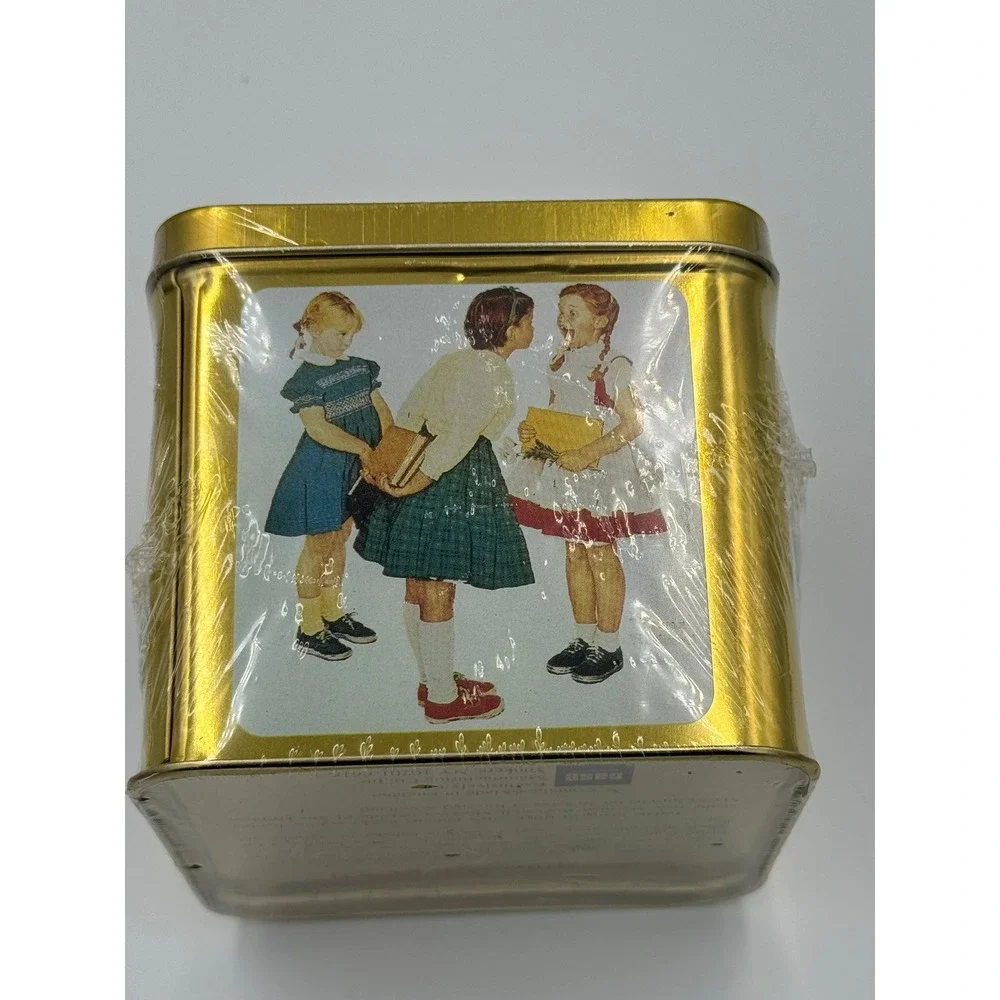 Vintage 1994 Norman Rockwell Memo Paper in Gold Tin Saturday Evening Post Sealed